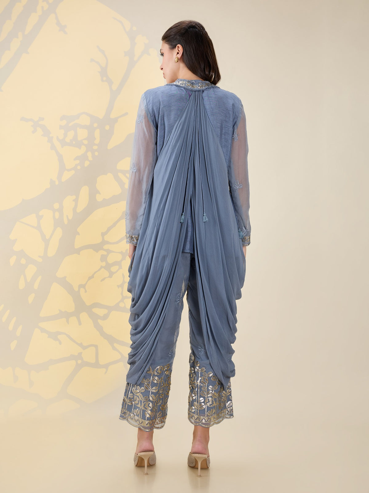 Noor grey drape kurta set