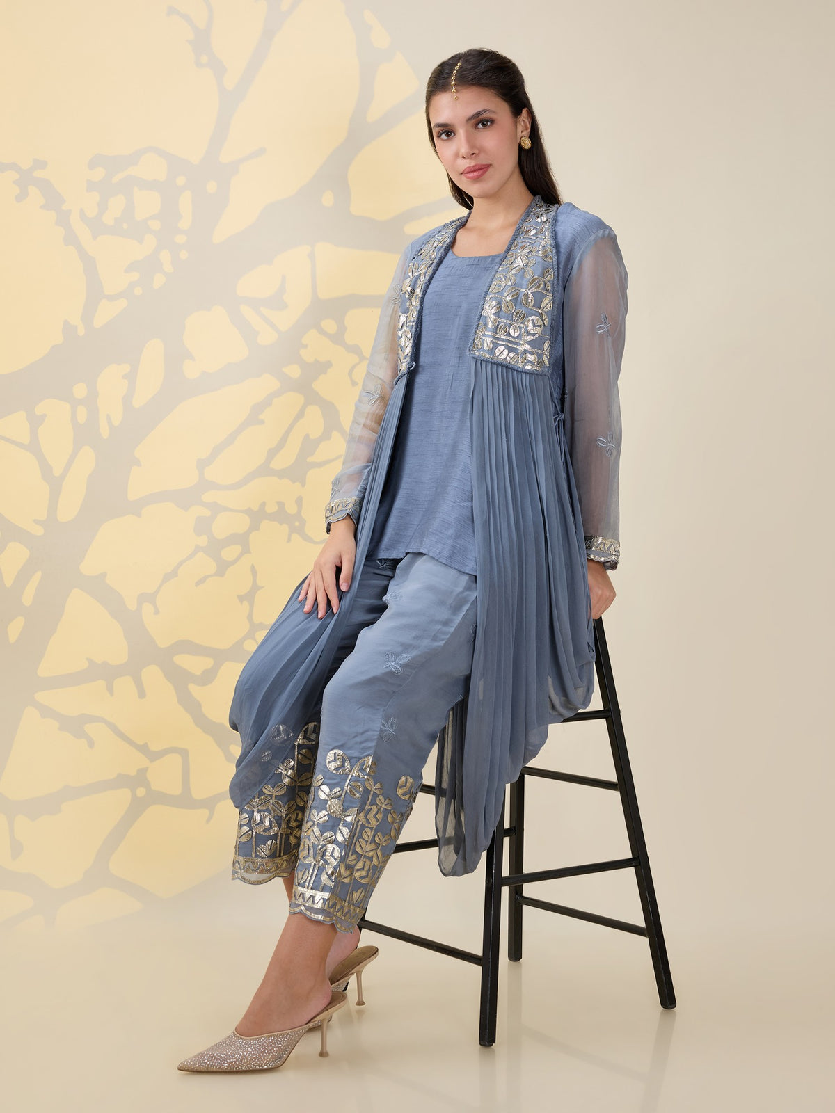 Noor grey drape kurta set