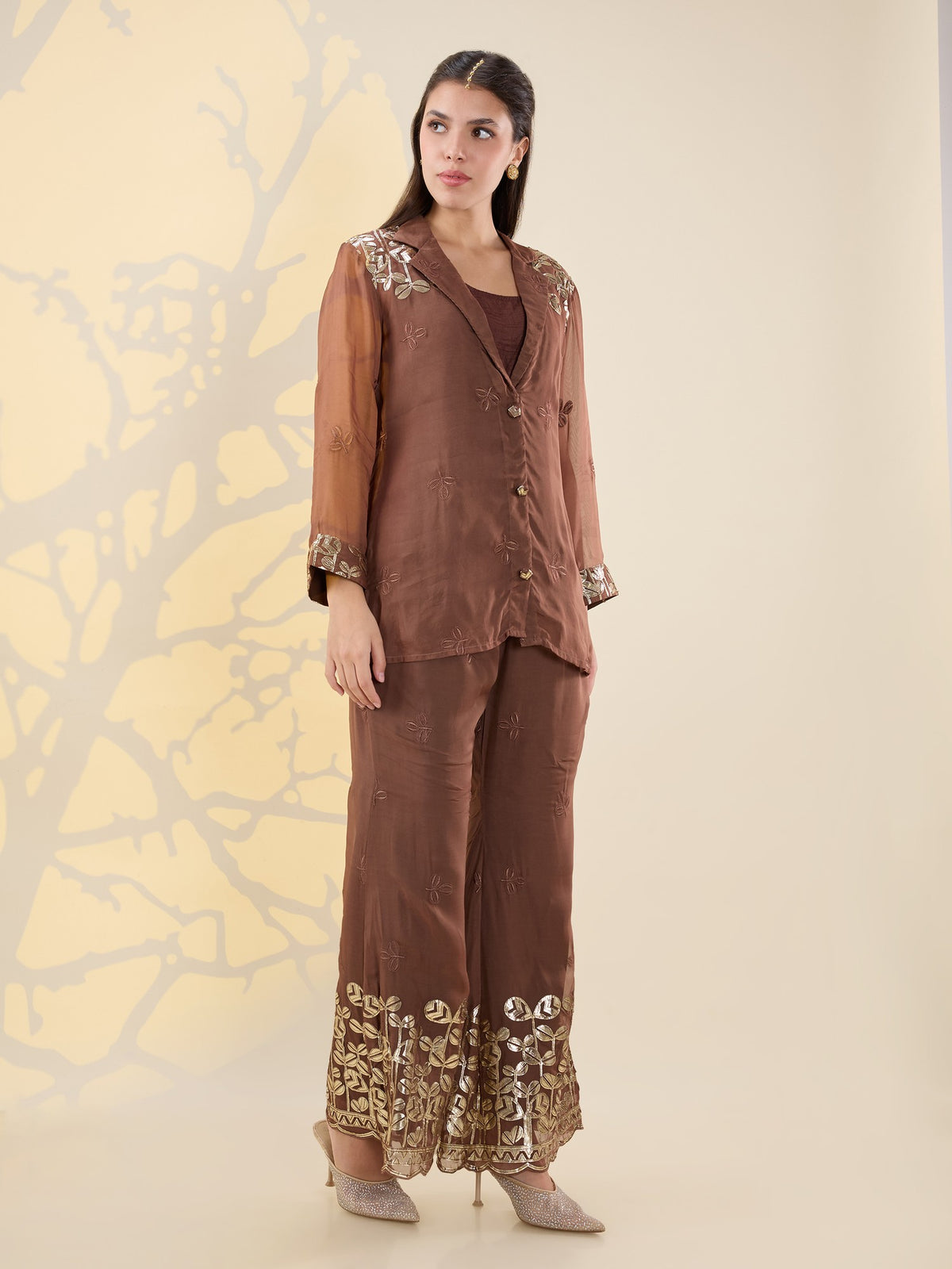 Noor brown jacket coords
