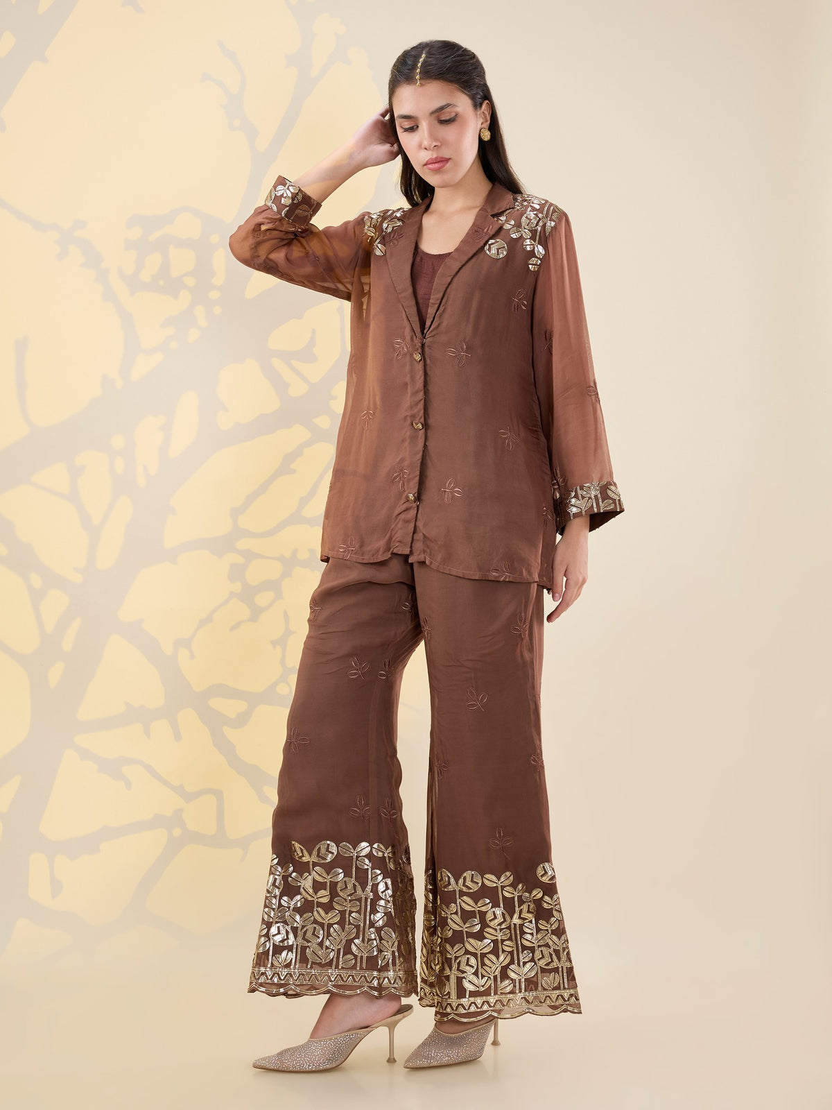 Noor brown jacket coords