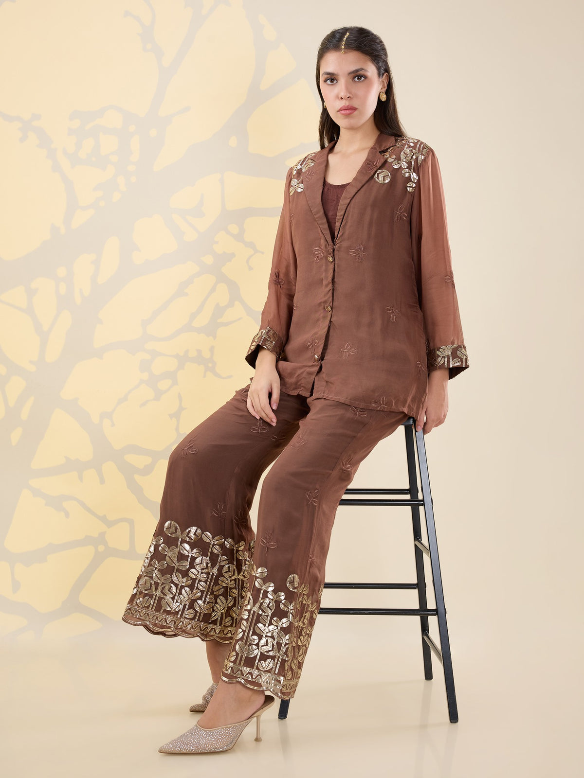 Noor brown jacket coords