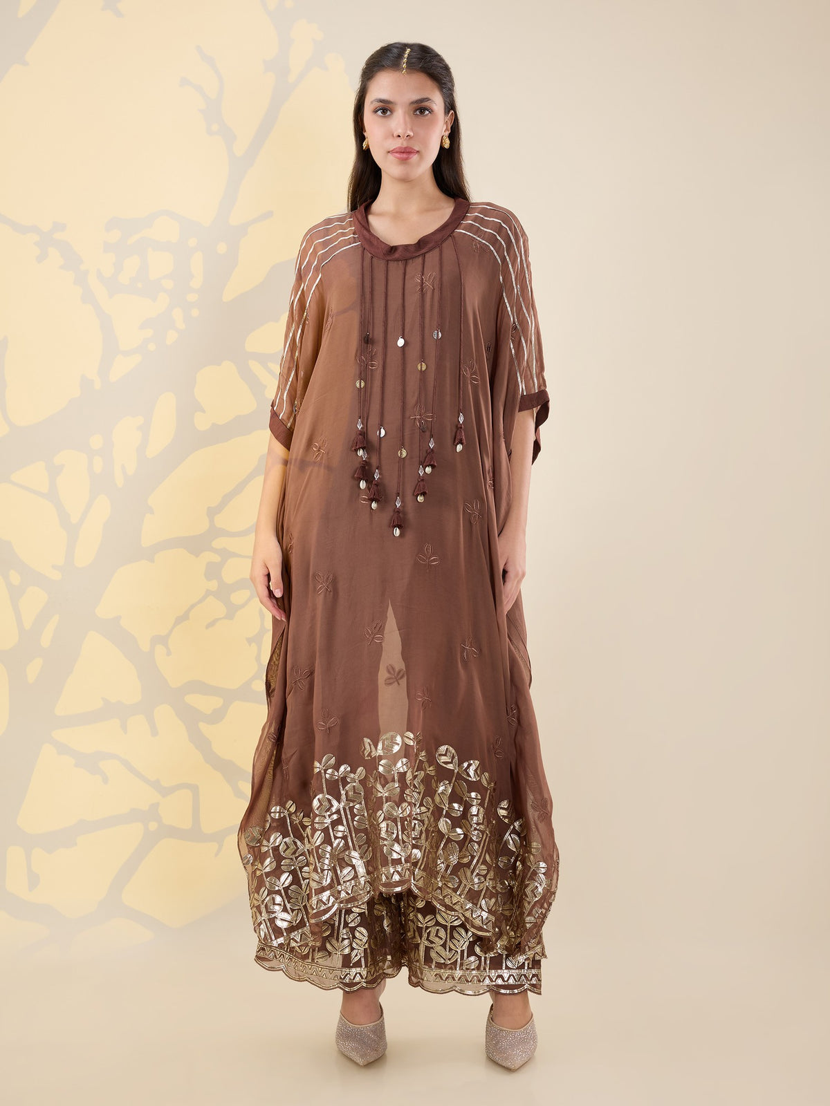 Noor brown kaftan set