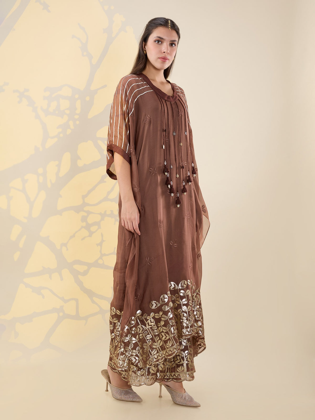 Noor brown kaftan set