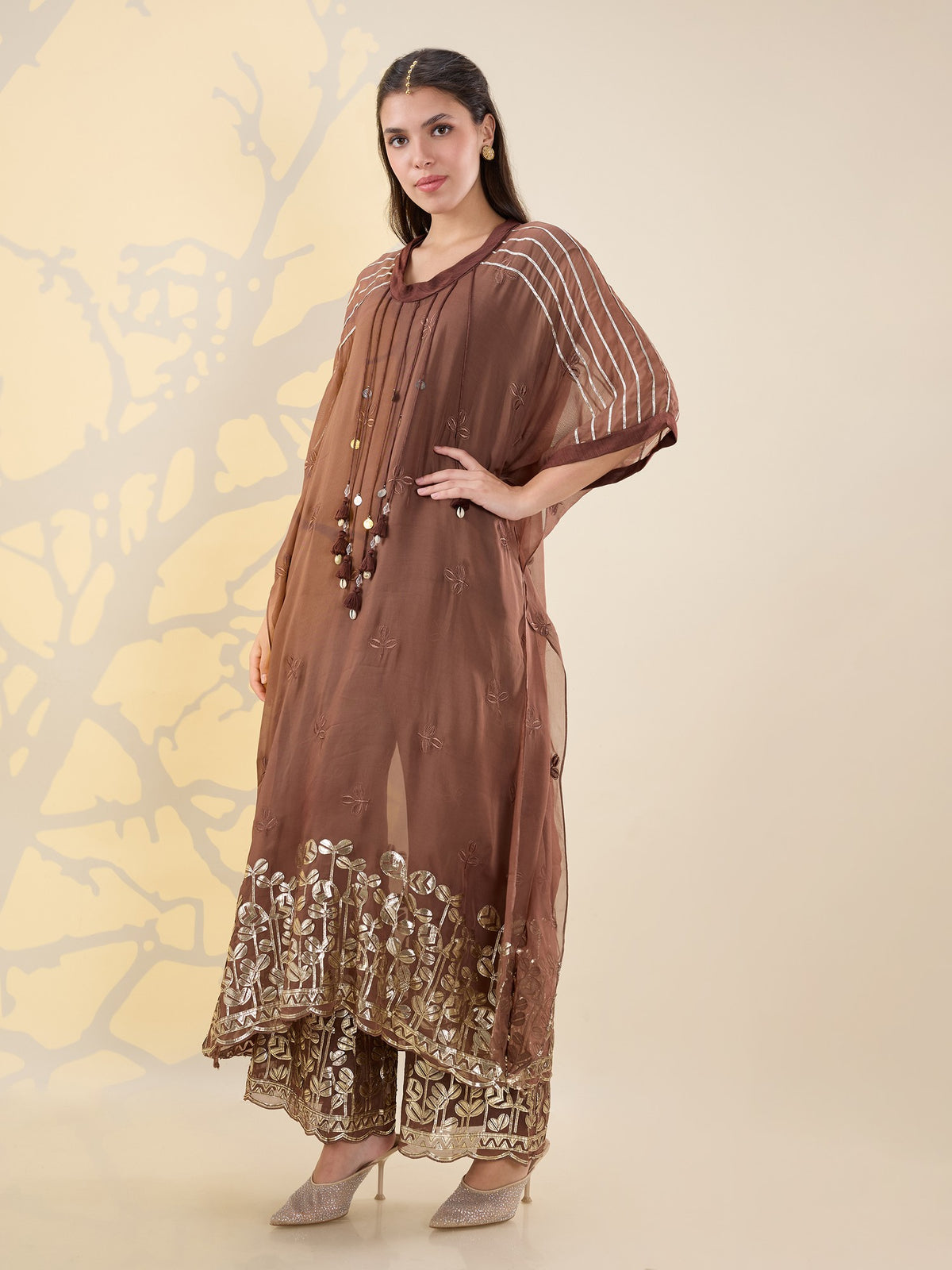 Noor brown kaftan set