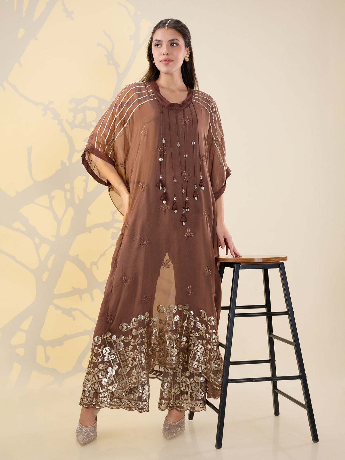 Noor brown kaftan set