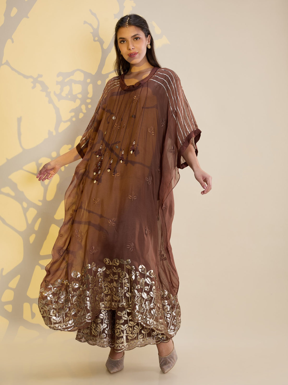 Noor brown kaftan set