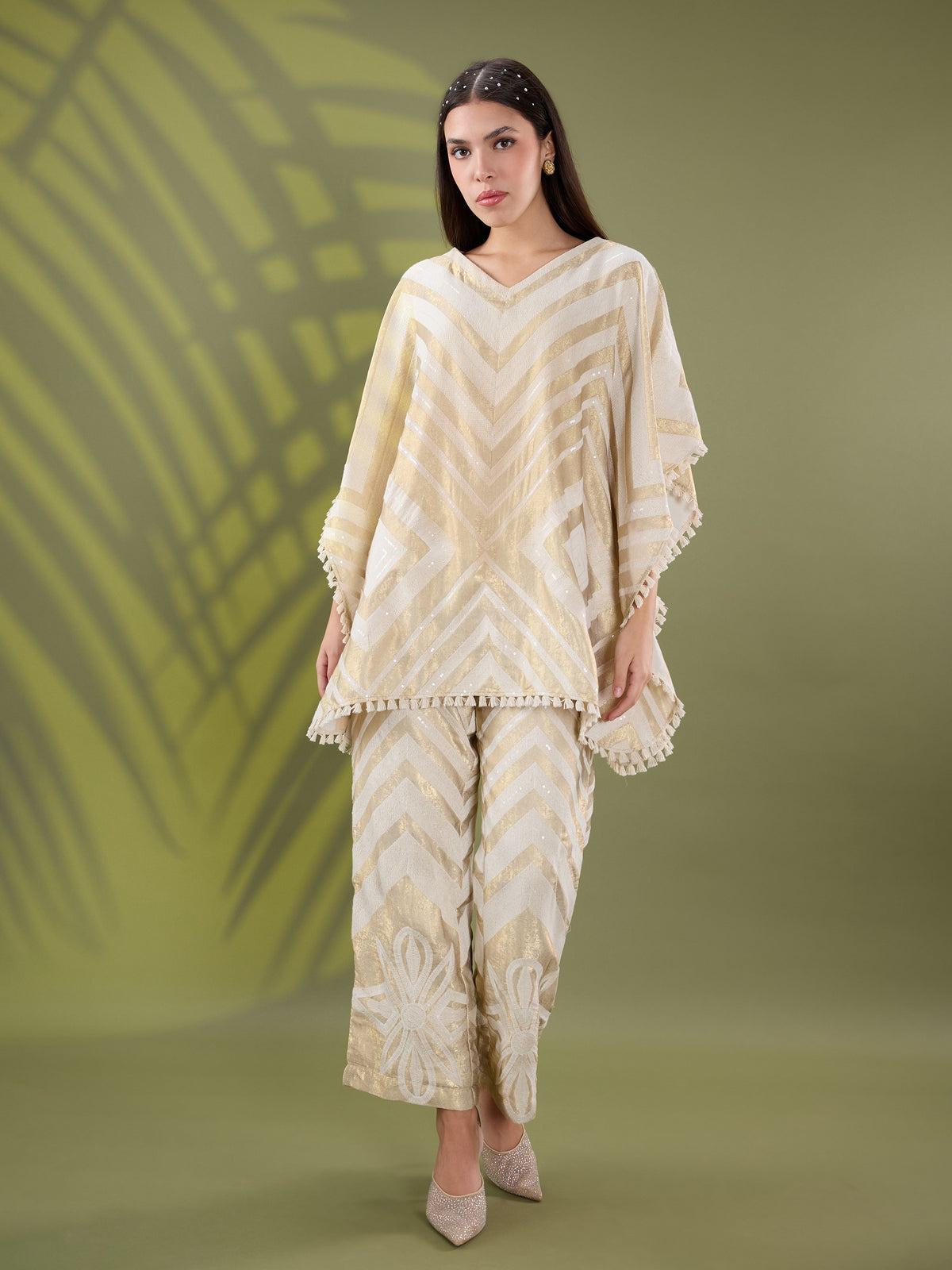 Mehr striped embroidered coord set