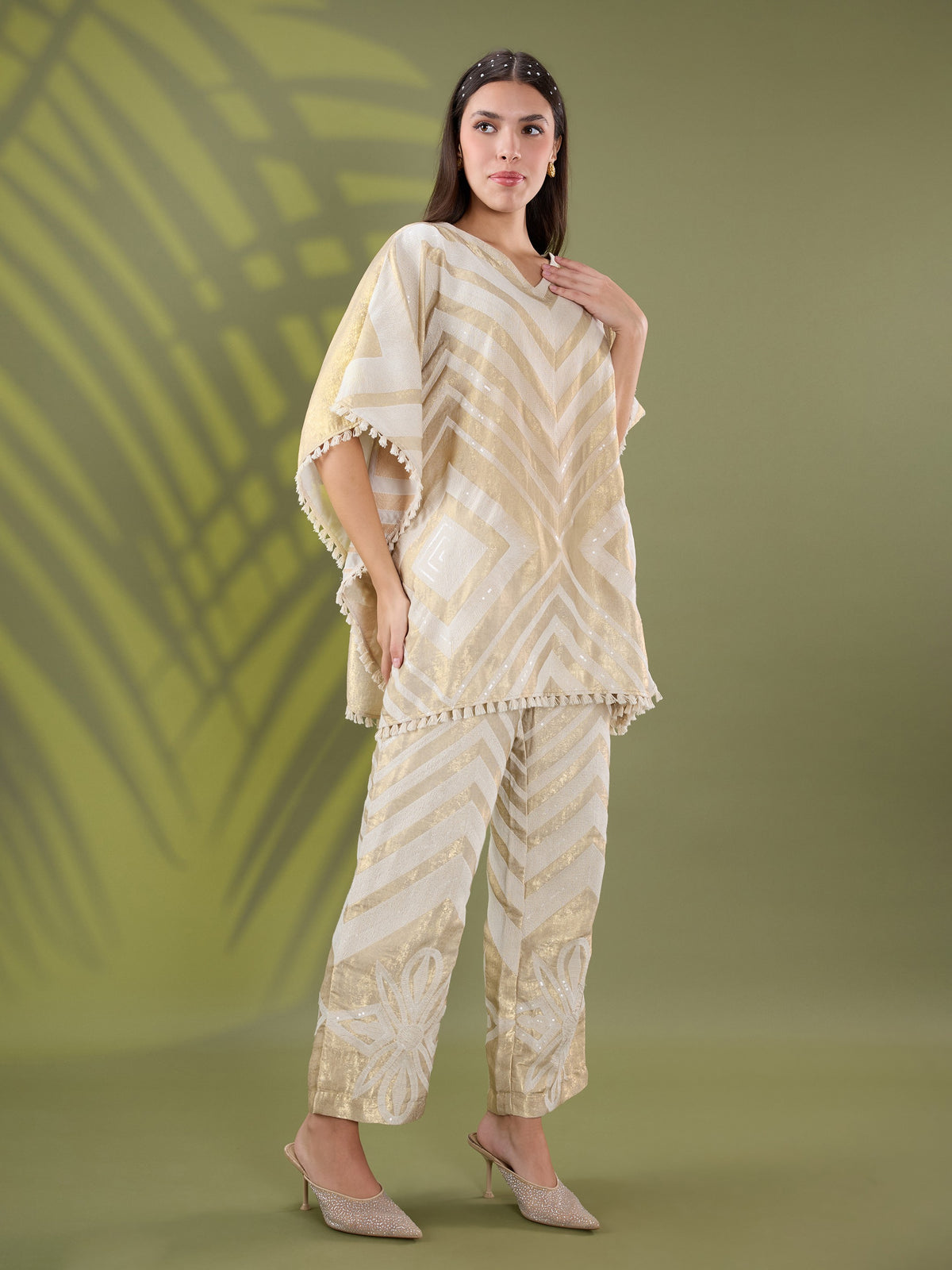 Mehr striped embroidered coord set