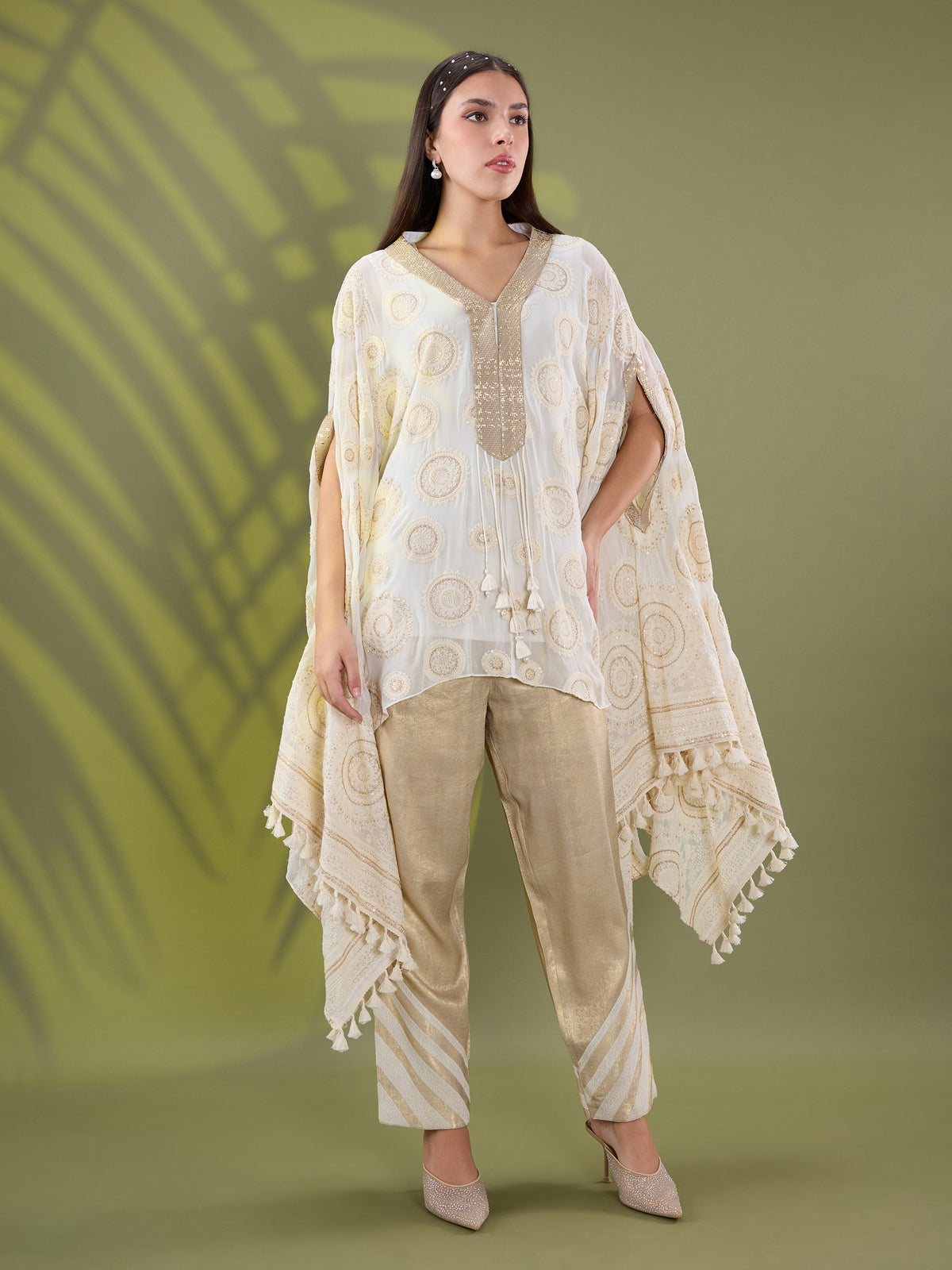 Mehr embroidered cape coord set