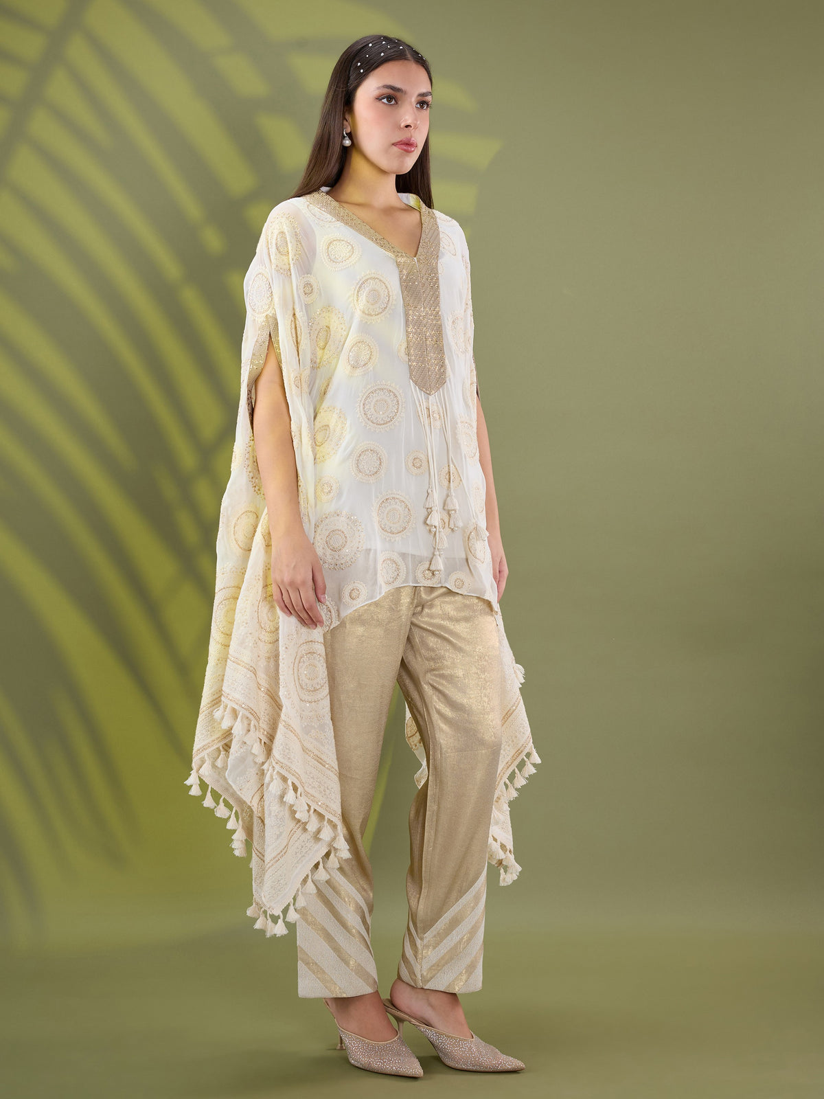 Mehr embroidered cape coord set