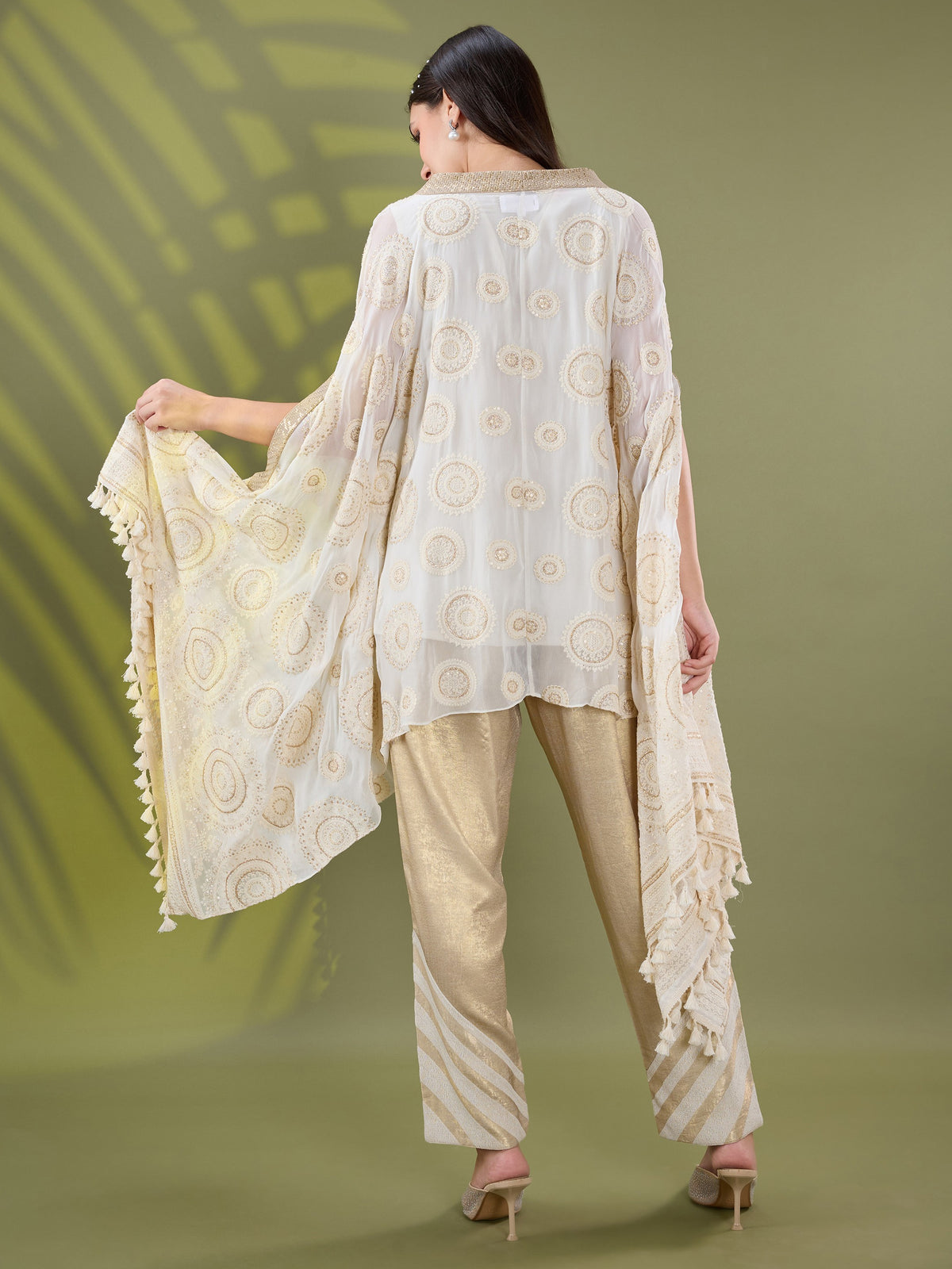 Mehr embroidered cape coord set